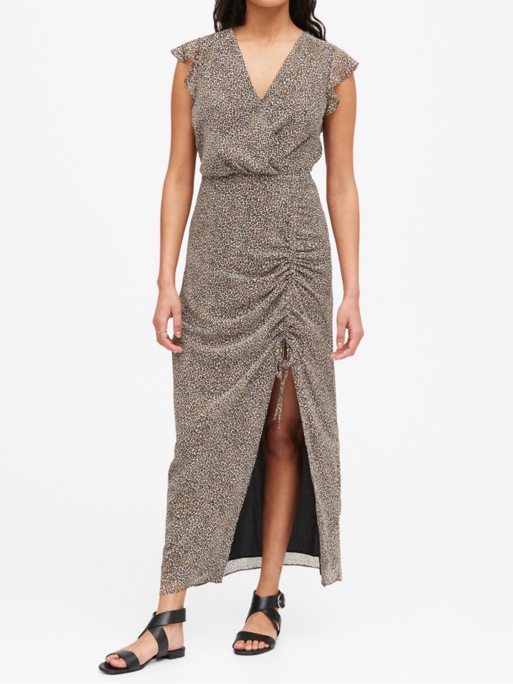 Banana Republic Brown Leopard-Print Wrap Maxi Dress